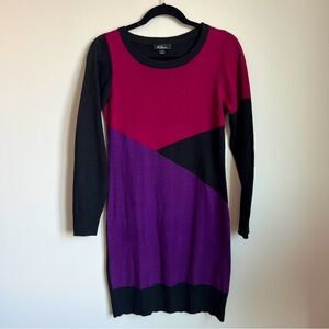 AGB Dress Long Sleeve Color Block Sweater Dress Sz S